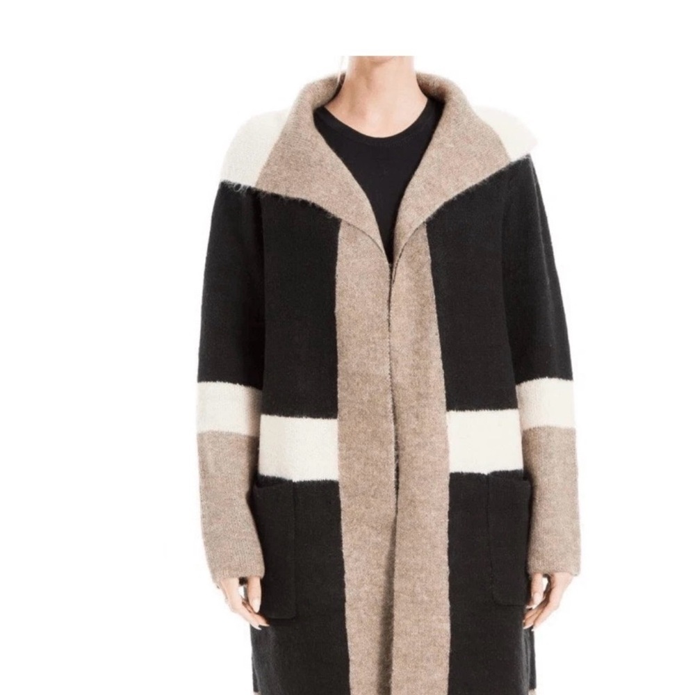 Max Studio Black and Tan Knit Cardigan